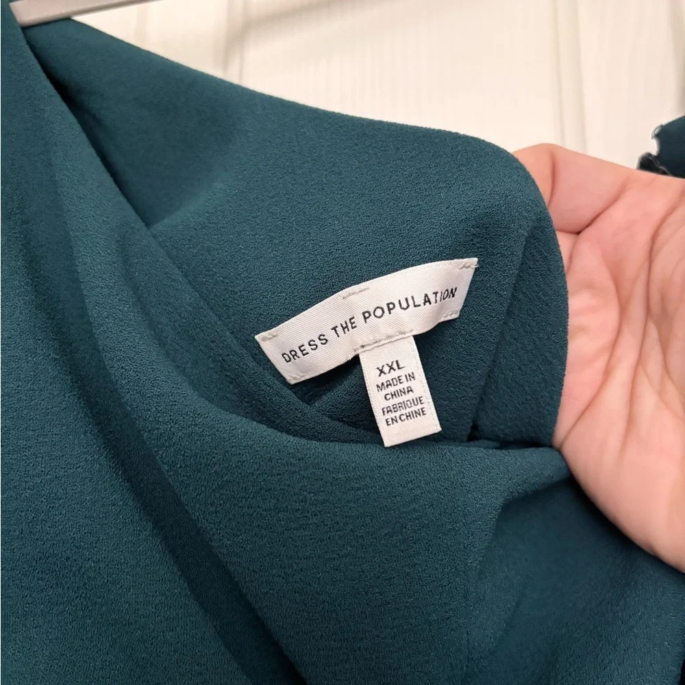 Dress the Population Tiffany One Shoulder midi dress pine green size xxl elegant - Picture 4 of 7